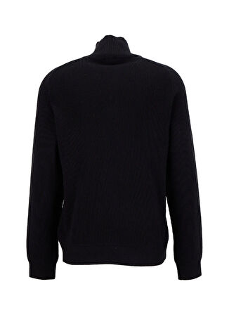 Fabrika Bato Yaka Slim Fit Düz Siyah Erkek Kazak F5WM-KZK 2313