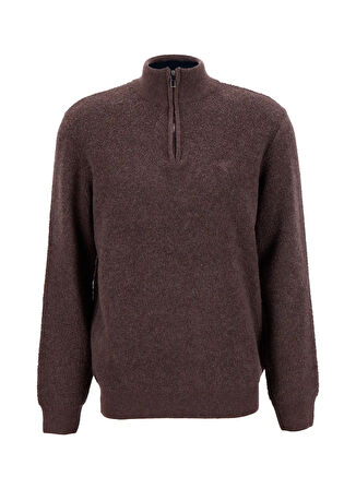 Fabrika Bato Yaka Slim Fit Düz Kahve Erkek Kazak F5WM-KZK 2316