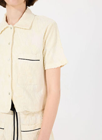 Mr. Mood Standart Gömlek Yaka Ekru - Mavi Kadın Gömlek MRS CANDY SHIRT