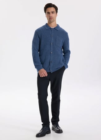 Fabrika Mavi Erkek Slim Fit Fitilli Hırka F5WM-HRK 2330