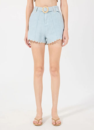 Mr. Mood Yüksek Bel Standart Mavi - Yeşil Kadın Şort MRS CLARA SHORT