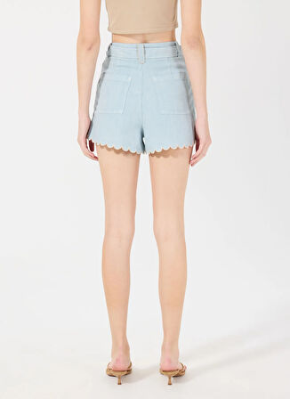 Mr. Mood Yüksek Bel Standart Mavi - Yeşil Kadın Şort MRS CLARA SHORT