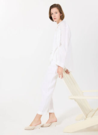 Mr. Mood Yüksek Bel Standart Beyaz Kadın Pantolon MRS PARIS