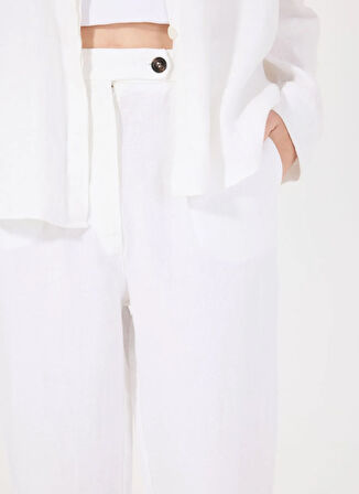 Mr. Mood Yüksek Bel Standart Beyaz Kadın Pantolon MRS PARIS