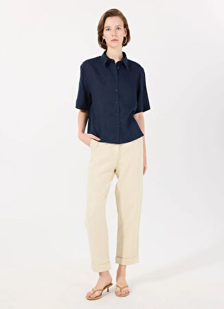 Mr. Mood Yüksek Bel Standart Ekru Kadın Pantolon MRS PARIS