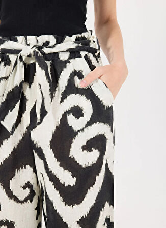 Mr. Mood Yüksek Bel Standart Siyah Kadın Pantolon MRS KATTO PRINTED