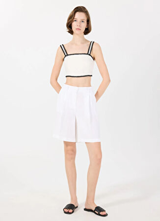 Mr. Mood Kare Yaka Ekru Kadın Bluz MRS KARA TOP