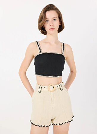 Mr. Mood Kare Yaka Siyah Kadın Bluz MRS KARA TOP