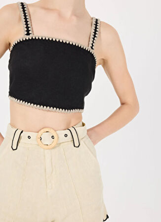 Mr. Mood Kare Yaka Siyah Kadın Bluz MRS KARA TOP