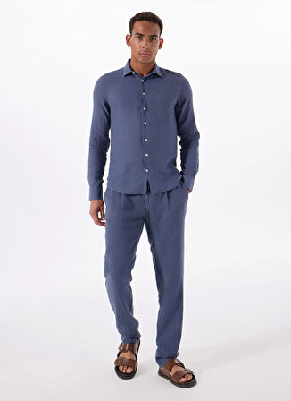 Mr. Mood Standart Düğmeli Yaka Lacivert Erkek Gömlek MR MADRID