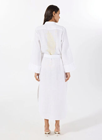 Mr. Mood Gömlek Yaka Beyaz Uzun Kadın Elbise MRS MIKA DRESS