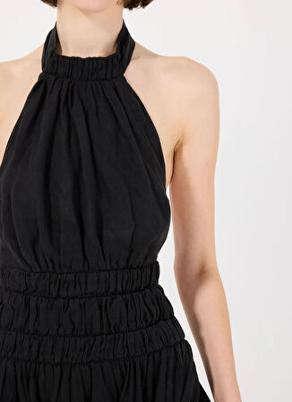 Mr. Mood Halter Yaka Siyah Uzun Kadın Elbise MRS UXUA