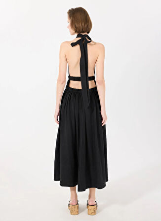 Mr. Mood Halter Yaka Siyah Uzun Kadın Elbise MRS UXUA