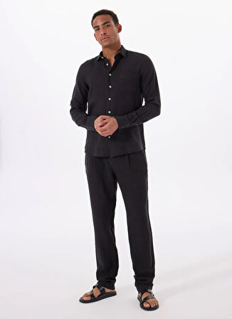 Mr. Mood Standart Düğmeli Yaka Siyah Erkek Gömlek MR MADRID