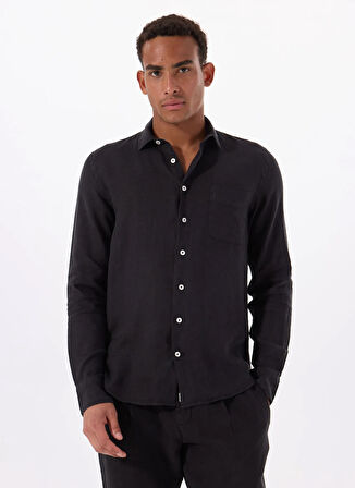 Mr. Mood Standart Düğmeli Yaka Siyah Erkek Gömlek MR MADRID