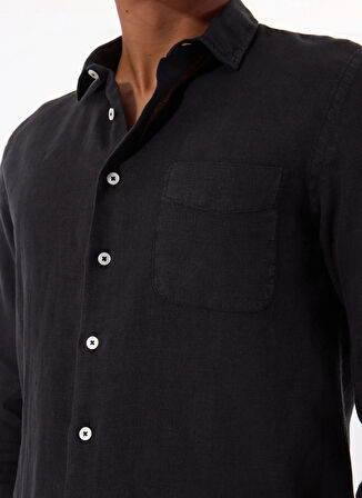 Mr. Mood Standart Düğmeli Yaka Siyah Erkek Gömlek MR MADRID