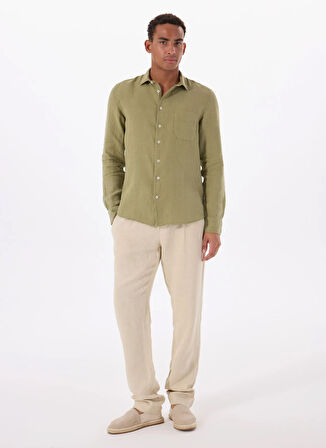 Mr. Mood Standart Düğmeli Yaka Yeşil Erkek Gömlek MR MADRID