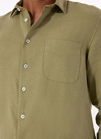 Mr. Mood Standart Düğmeli Yaka Yeşil Erkek Gömlek MR MADRID