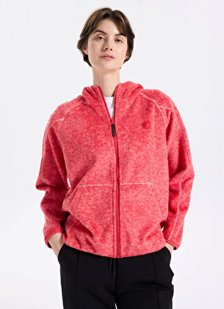 Discovery Expedition D5WL-SWT3583 Kırmızı Kapüşon Yaka Basic Düz Kadın Polar Sweatshırt