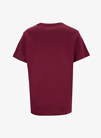 Mustang Bisiklet Yaka Nakışlı Bordo Kadın T-Shirt M4WL-TST-1903