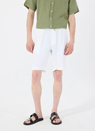 Mr. Mood Lastikli Bel Standart Beyaz Erkek Bermuda Şort MR ROG SHORT