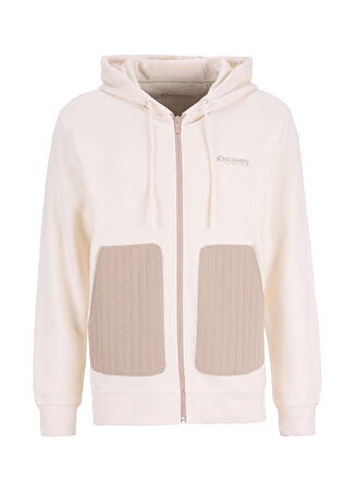 Discovery Expedition D5WM-SWT3824 Krem Kapüşon Yaka Relaxed Düz Erkek Sweatshırt