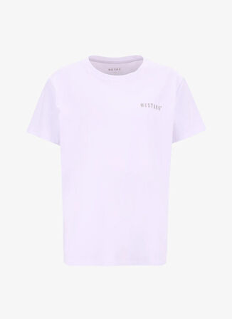Mustang Bisiklet Yaka Baskılı Beyaz Kadın T-Shirt M5WL-TST1053