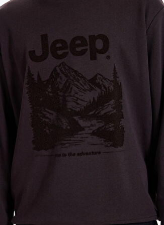 Jeep Bisiklet Yaka Baskılı Kahve Erkek Sweatshırt J5WM-SWT7329