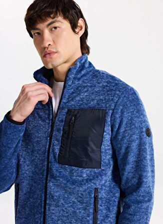 Discovery Expedition D5WM-SWT3808 Koyu Mavi Dik Yaka Relaxed Düz Erkek Polar Sweatshırt