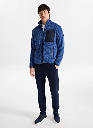 Discovery Expedition D5WM-SWT3808 Koyu Mavi Dik Yaka Relaxed Düz Erkek Polar Sweatshırt