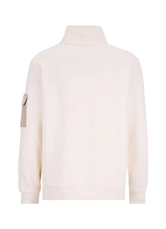 Discovery Expedition D5WM-SWT3830 Krem Dik Yaka Relaxed Baskılı Erkek Sweatshırt