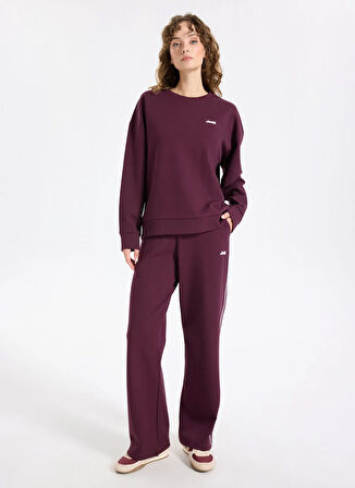 Jeep Bisiklet Yaka Baskılı Mürdüm Kadın Sweatshırt J5WL-SWT7089