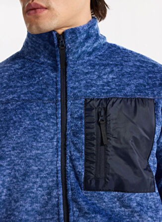 Discovery Expedition D5WM-SWT3808 Koyu Mavi Dik Yaka Relaxed Düz Erkek Polar Sweatshırt