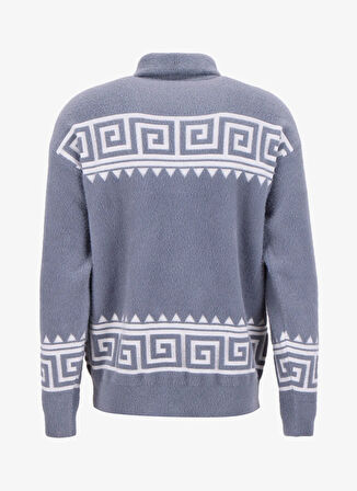 Discovery Expedition D5WM-KZK3765 Füme Fermuarlı Yaka Relaxed Örgü Desenli Erkek Kazak