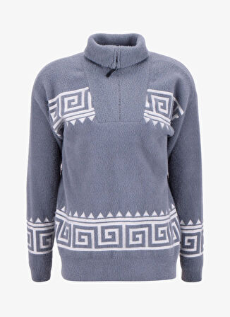 Discovery Expedition D5WM-KZK3765 Füme Fermuarlı Yaka Relaxed Örgü Desenli Erkek Kazak