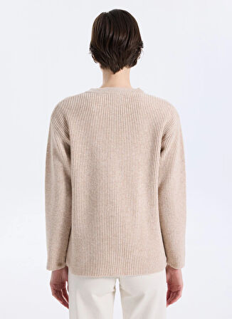 Discovery Expedition D5WL-HRK3555 Bej Bol Kesim Örgü Desenli Kadın Hırka