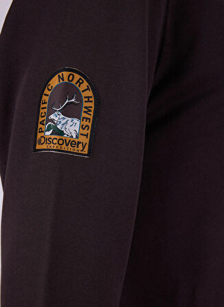 Discovery Expedition D5WM-SWT3876 Kahve Kapüşon Yaka Relaxed Baskılı Erkek Sweatshırt
