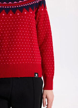 Discovery Expedition D5WL-KZK3552 Kırmızı Bisiklet Yaka Relaxed Örgü Desenli Kadın Kazak