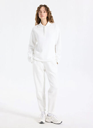 Jeep Polo Yaka Baskılı Ekru Kadın Sweatshırt J5WL-SWT7123