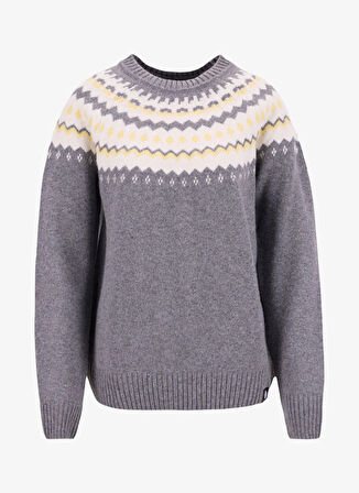 Discovery Expedition D5WL-KZK3551 Antrasit Yüksek Yaka Relaxed Örgü Desenli Kadın Kazak