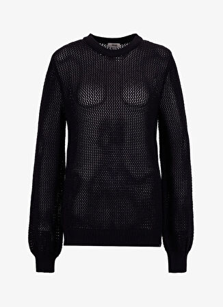 Jeep Bisiklet Yaka Relaxed Ajurlu Siyah Kazak Kadın J5WL-KZK7003