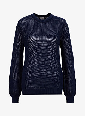 Jeep Bisiklet Yaka Relaxed Ajurlu Lacivert Kazak Kadın J5WL-KZK7003