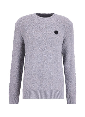 Discovery Expedition D5WM-KZK3775 Antrasit Bisiklet Yaka Relaxed Örgü Desenli Erkek Kazak