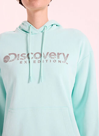 Discovery Expedition D5WL-SWT3608 Mint Kapüşon Yaka Relaxed Baskılı Kadın Sweatshırt