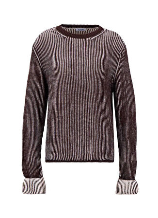 Mustang Bisiklet Yaka Relaxed Fitilli Kahve Kazak Kadın M5WL-KZK1720