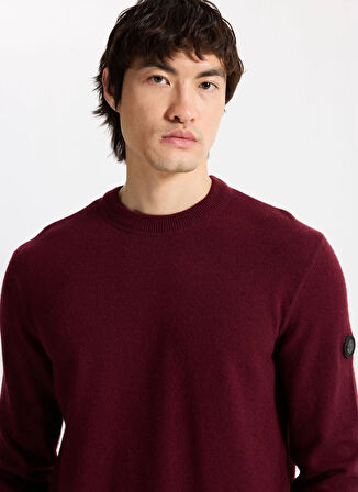 Discovery Expedition D5WM-KZK3771 Mürdüm Bisiklet Yaka Relaxed Örgü Desenli Erkek Kazak