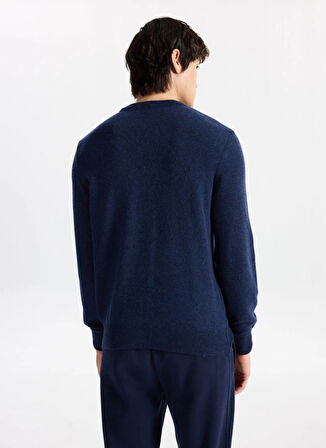 Discovery Expedition D5WM-KZK3771 Lacivert Melanj Bisiklet Yaka Relaxed Örgü Desenli Erkek Kazak