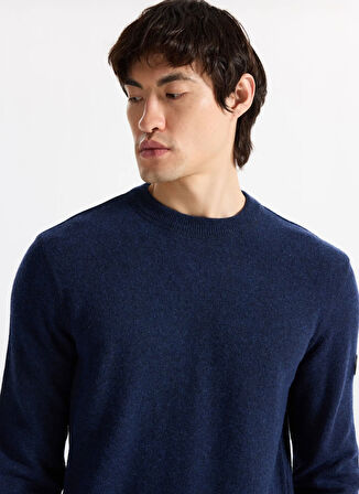 Discovery Expedition D5WM-KZK3771 Lacivert Melanj Bisiklet Yaka Relaxed Örgü Desenli Erkek Kazak