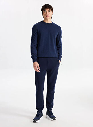 Discovery Expedition D5WM-KZK3771 Lacivert Melanj Bisiklet Yaka Relaxed Örgü Desenli Erkek Kazak