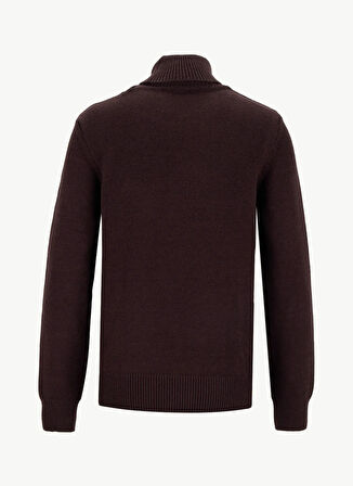 Mustang Balıkçı Yaka Relaxed Düz Örgü Desenli Kahve Kazak Kadın M5WL-KZK1449